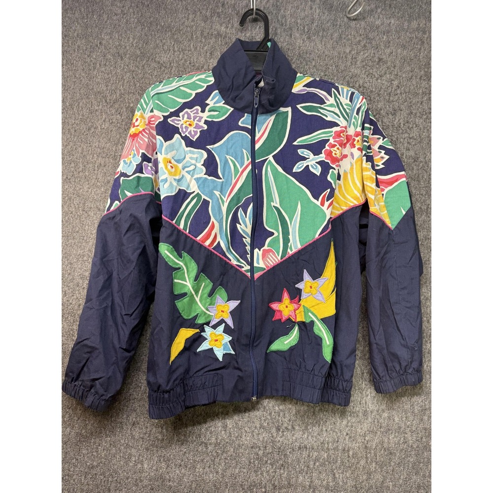 Vintage Southern Stitches Jacket‎ Womens Large Floral Applique Made USA 90s
